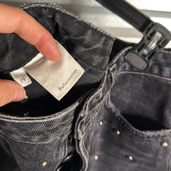 Reformation black denim stud Davidson skirt, Size 29 - Picture 5 of 8